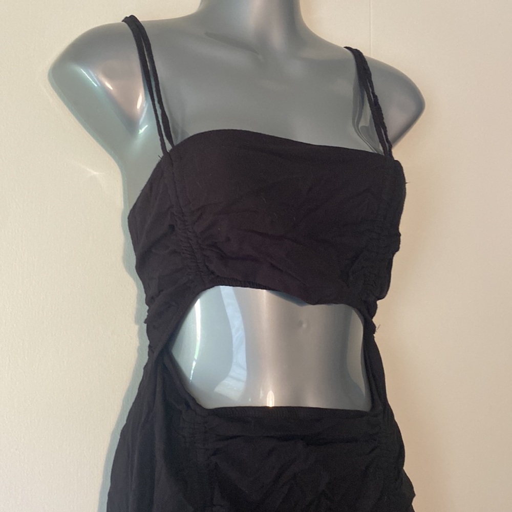 Wild Fable Black Sleeveless Cut Out Ruched Front Bodycon Dress - Picture 4 of 9